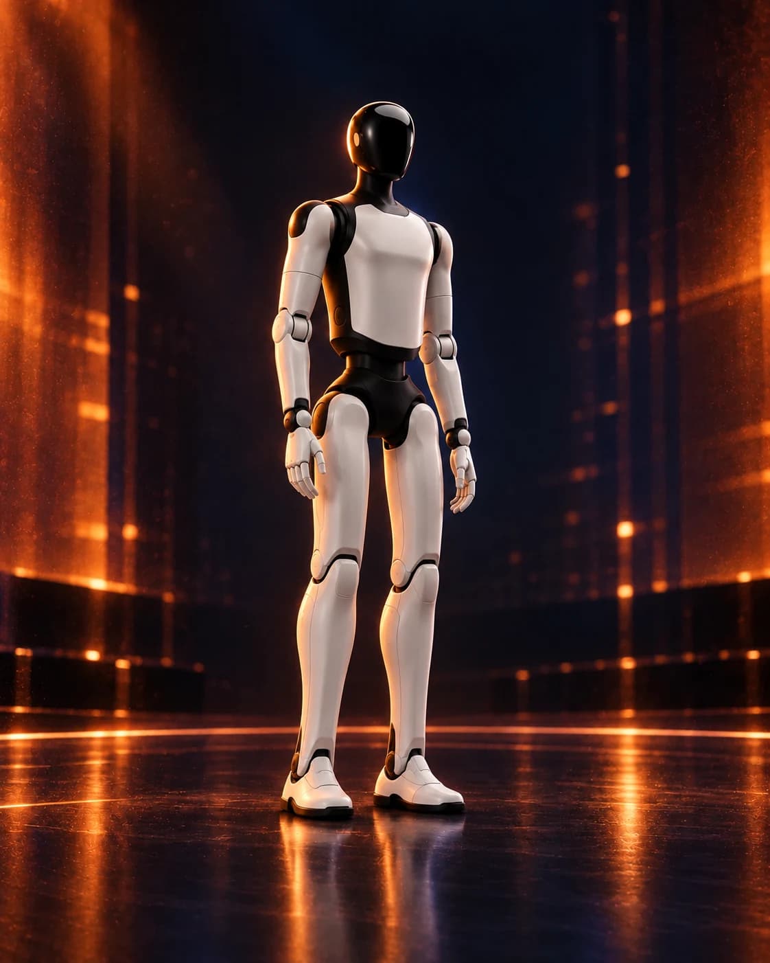 Generated AGIBOT A3-inspired humanoid concept under ember light